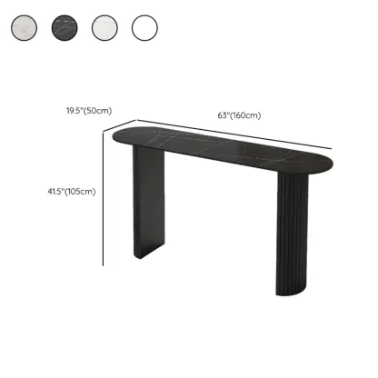 Scandinavian Oblong Black Stone Ribbed Steel Bar Tables Image - 12