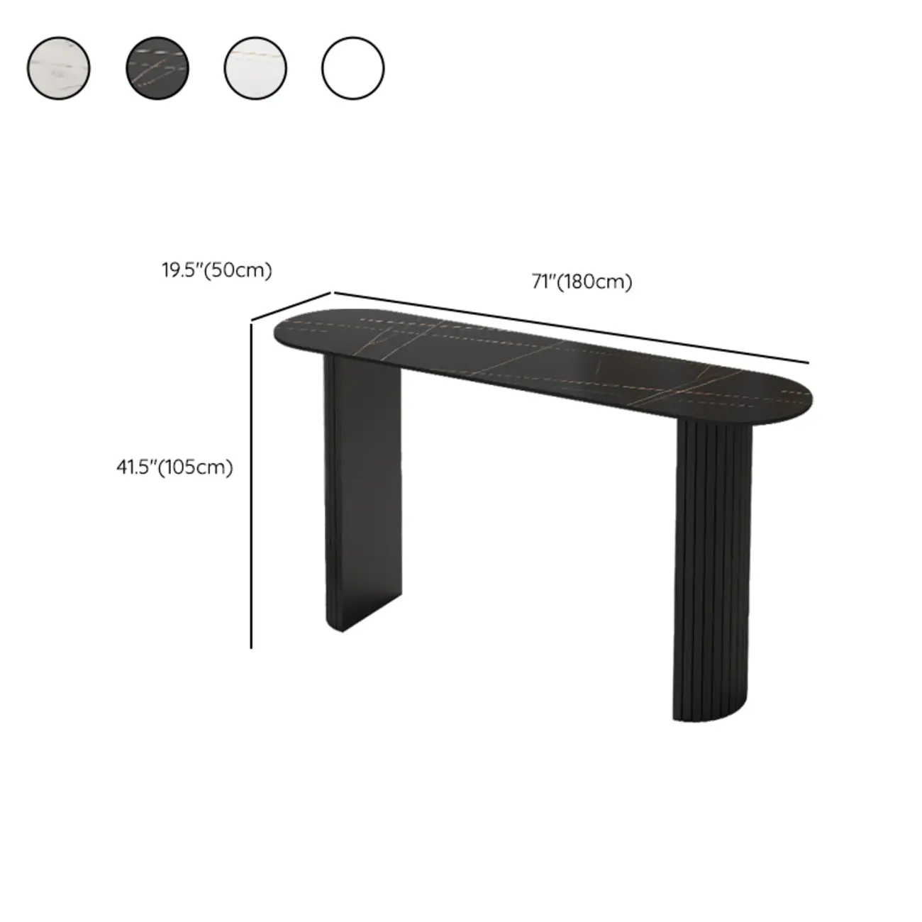 Scandinavian Oblong Black Stone Ribbed Steel Bar Tables Image - 13 | homeyfad