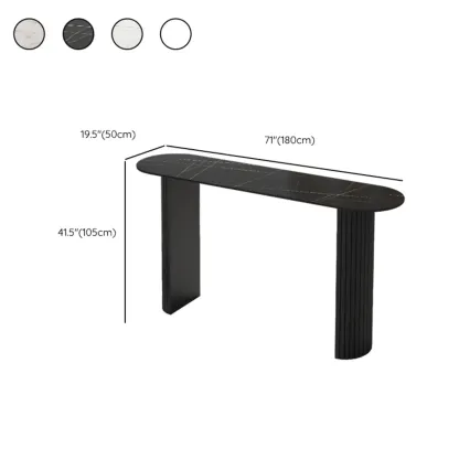 Scandinavian Oblong Black Stone Ribbed Steel Bar Tables Image - 13