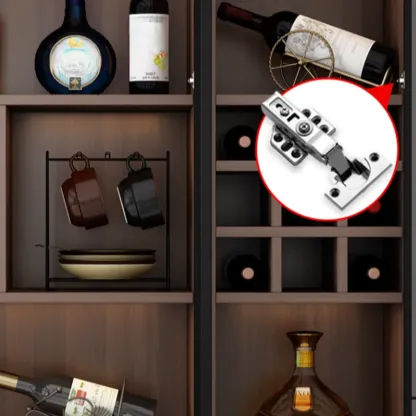 Traditional Wooden Brown Floor Wine Cabinet with Doors Image - 6