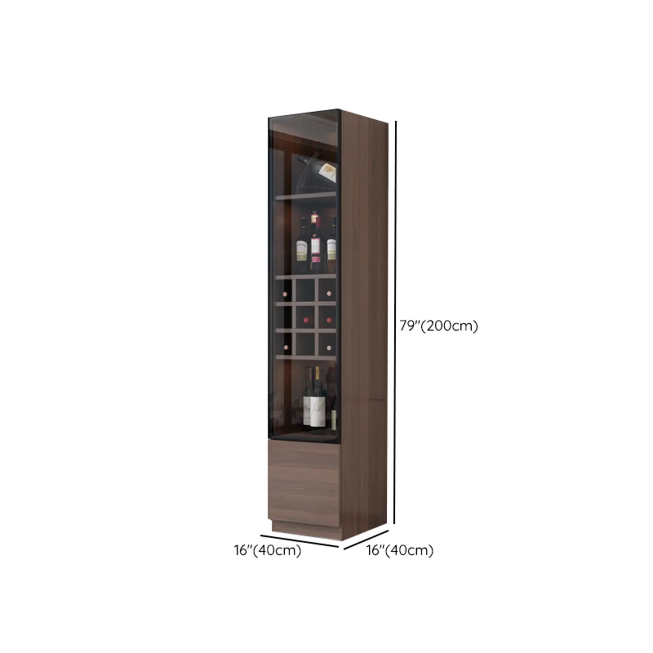 Traditional Wooden Brown Floor Wine Cabinet with Doors #size | homeyfad