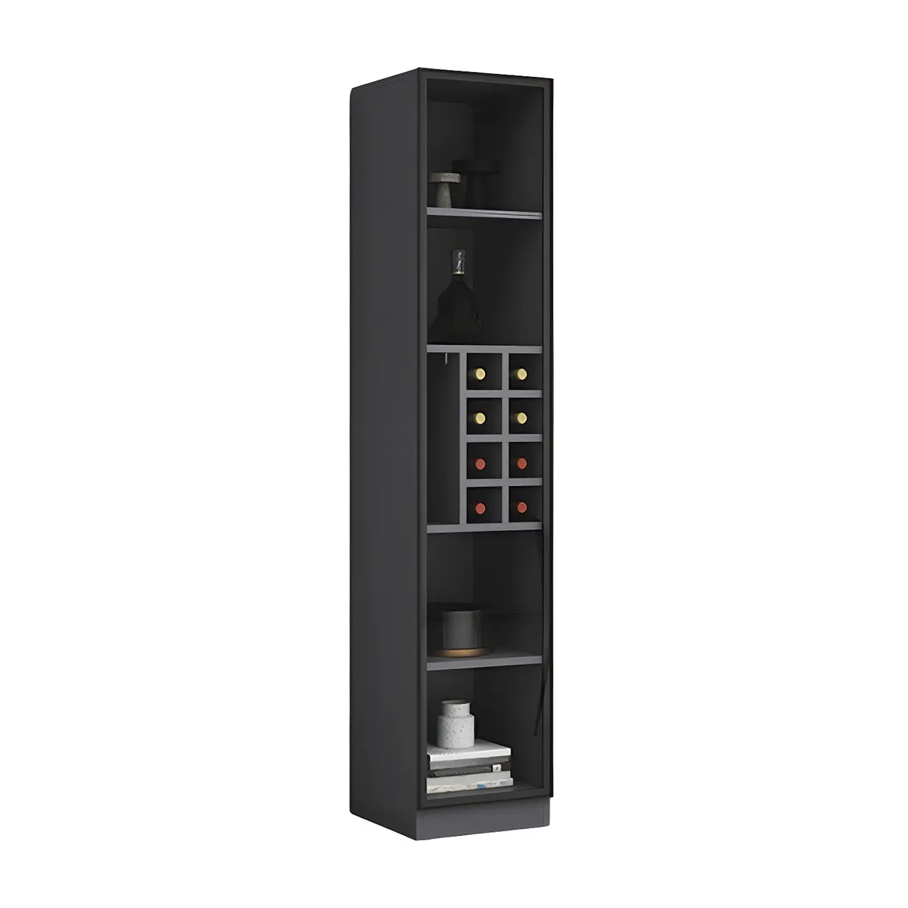 Lighting Modern Freestanding Black Wooden Wine Cabinet Image - 15 | homeyfad