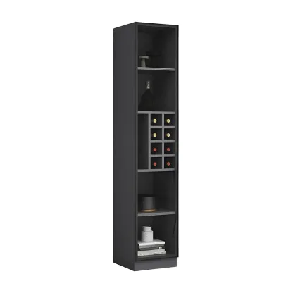 Lighting Modern Freestanding Black Wooden Wine Cabinet Image - 15