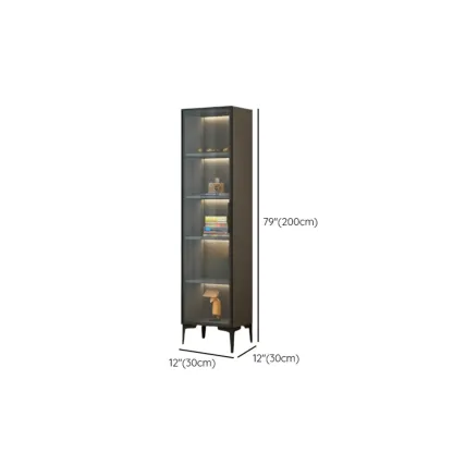 Modern Black Wood Clear Glass Lighting Display Cabinet Image - 12