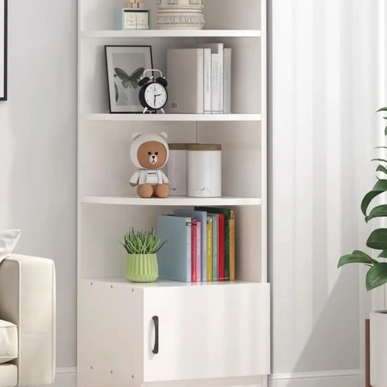 Modern White Wood Space-Saving Corner Storage Chest Image - 10 | homeyfad