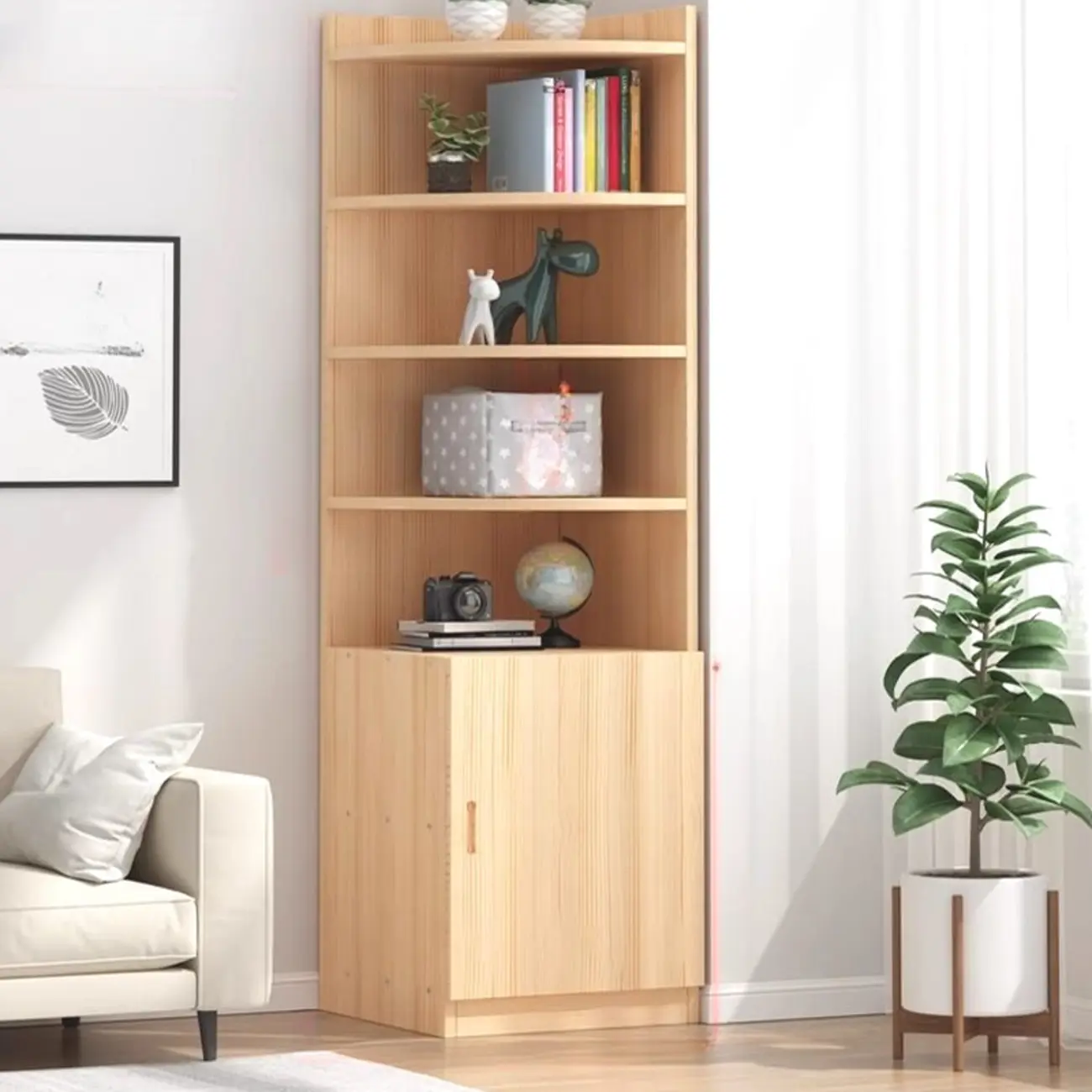 Modern White Wood Space-Saving Corner Storage Chest Image - 11 | homeyfad