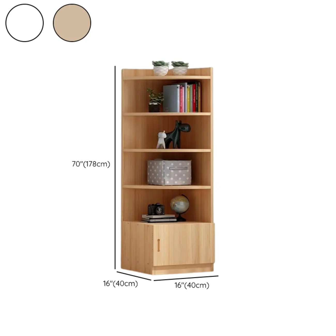 Modern White Wood Space-Saving Corner Storage Chest #size