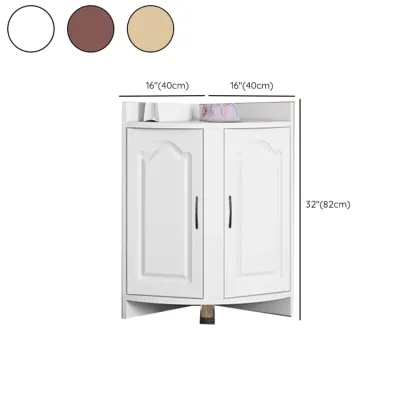 Modern Small White Wood Corner Storage Cabinet Image - 9
