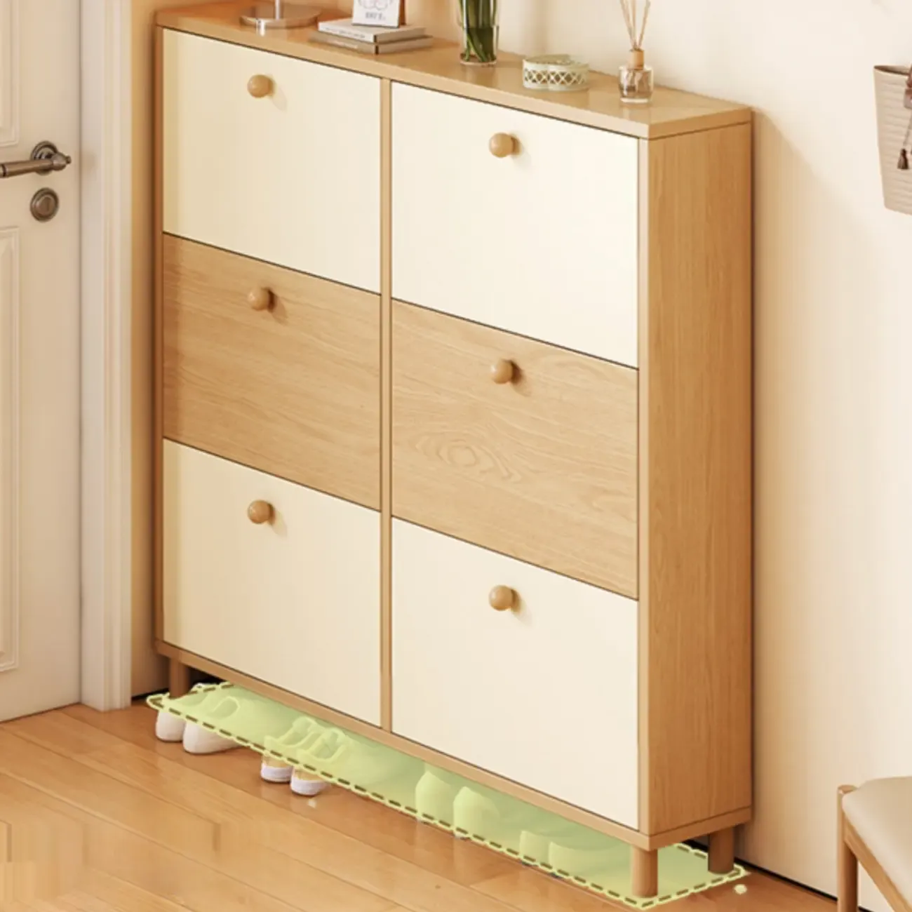 Vertical Wooden Shoe Cabinet for Entryway Image - 1