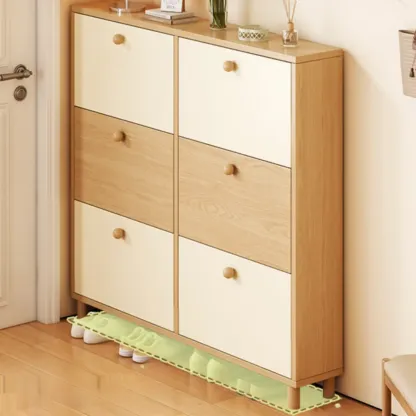 Vertical Wooden Shoe Cabinet for Entryway Image - 1