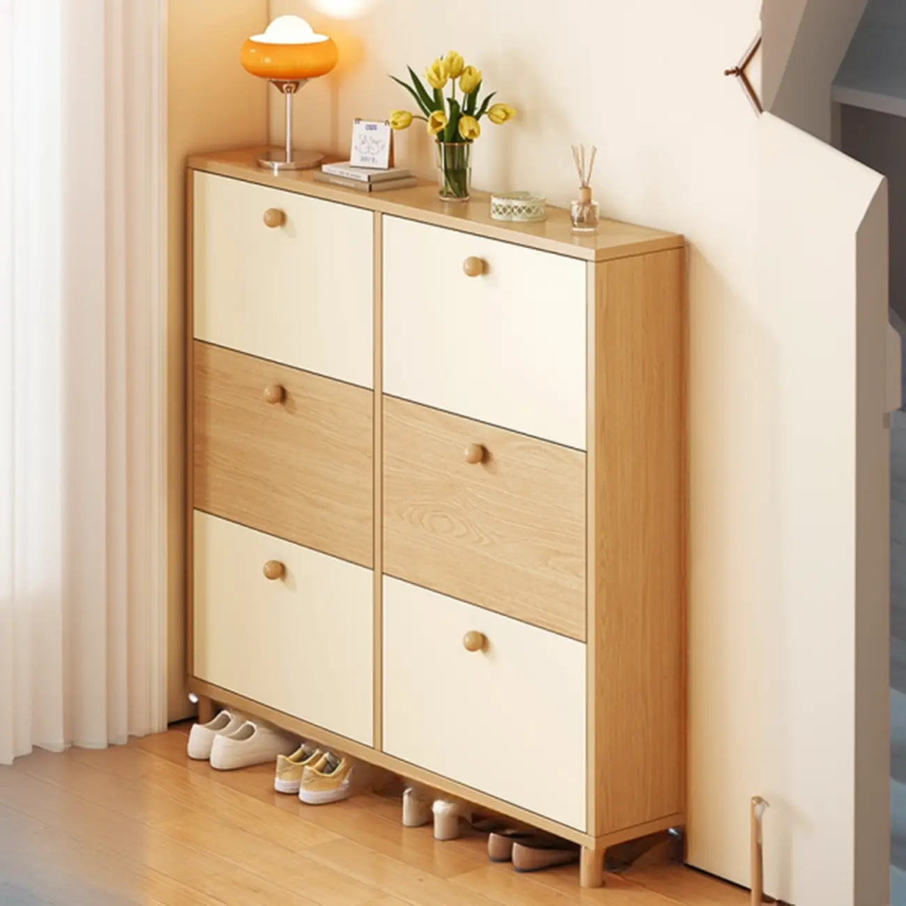 Vertical Wooden Shoe Cabinet for Entryway Image - 3 | homeyfad