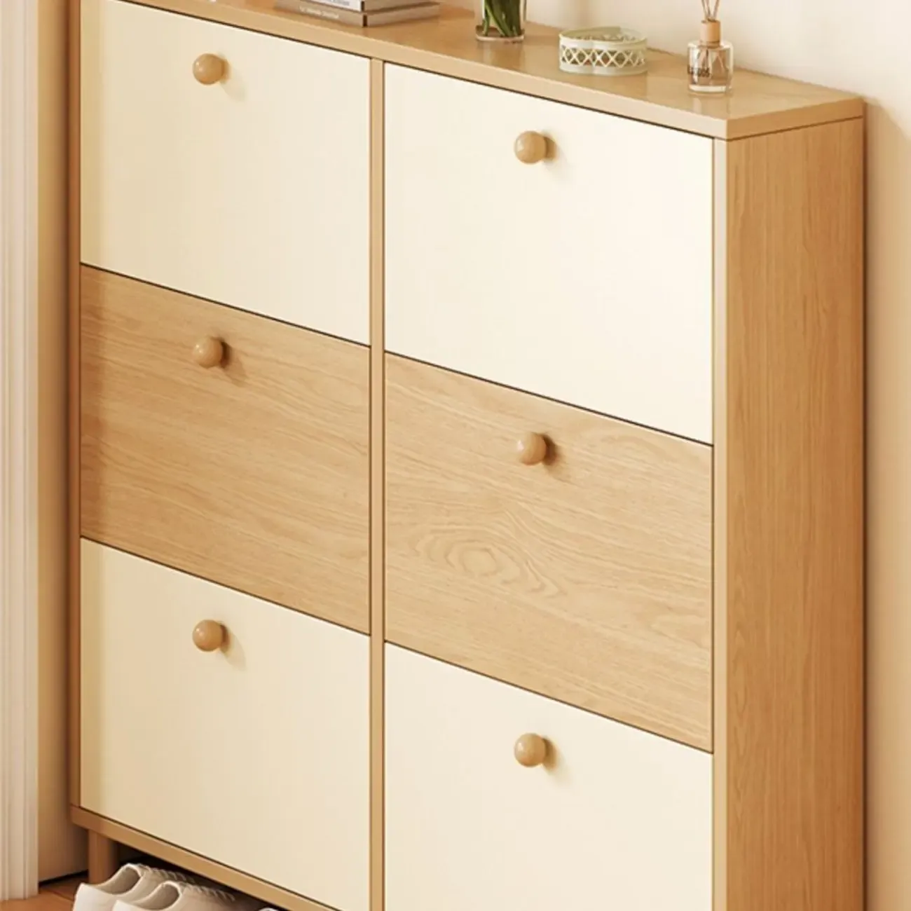 Vertical Wooden Shoe Cabinet for Entryway Image - 4