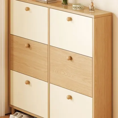 Vertical Wooden Shoe Cabinet for Entryway Image - 4