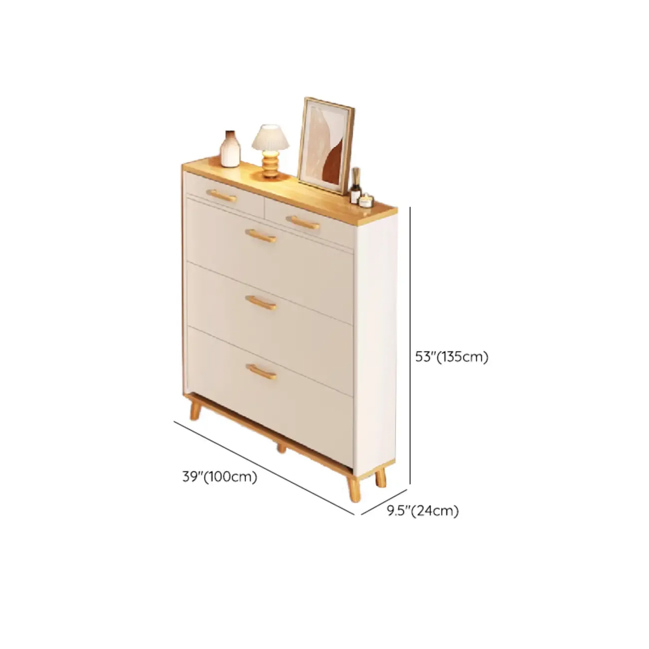 Vertical Wooden Shoe Cabinet for Entryway Image - 18