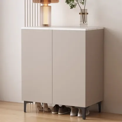 5-Tier Compact Modern Off-White Entryway Shoe Cabinet Image - 3
