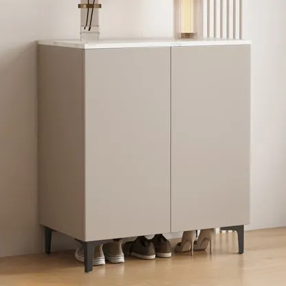5-Tier Compact Modern Off-White Entryway Shoe Cabinet Image - 1