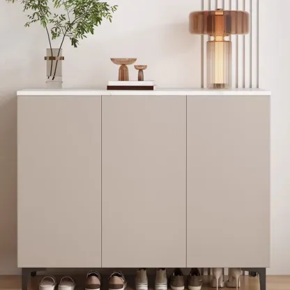 5-Tier Compact Modern Off-White Entryway Shoe Cabinet Image - 4