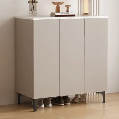 5-Tier Compact Modern Off-White Entryway Shoe Cabinet Image - 5