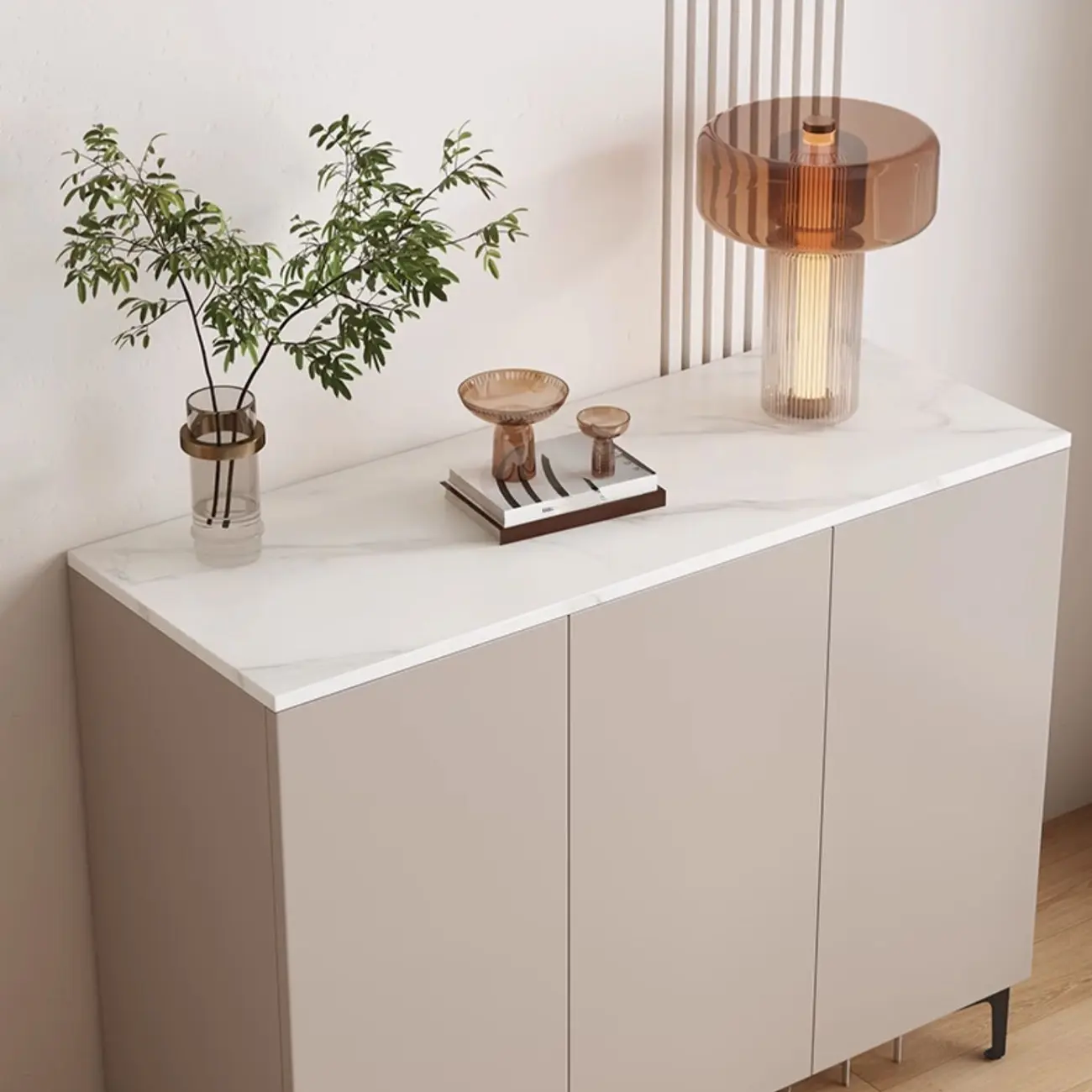 5-Tier Compact Modern Off-White Entryway Shoe Cabinet Image - 6 | homeyfad