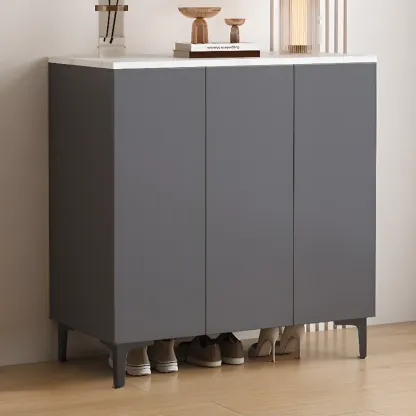 5-Tier Compact Modern Off-White Entryway Shoe Cabinet Image - 2