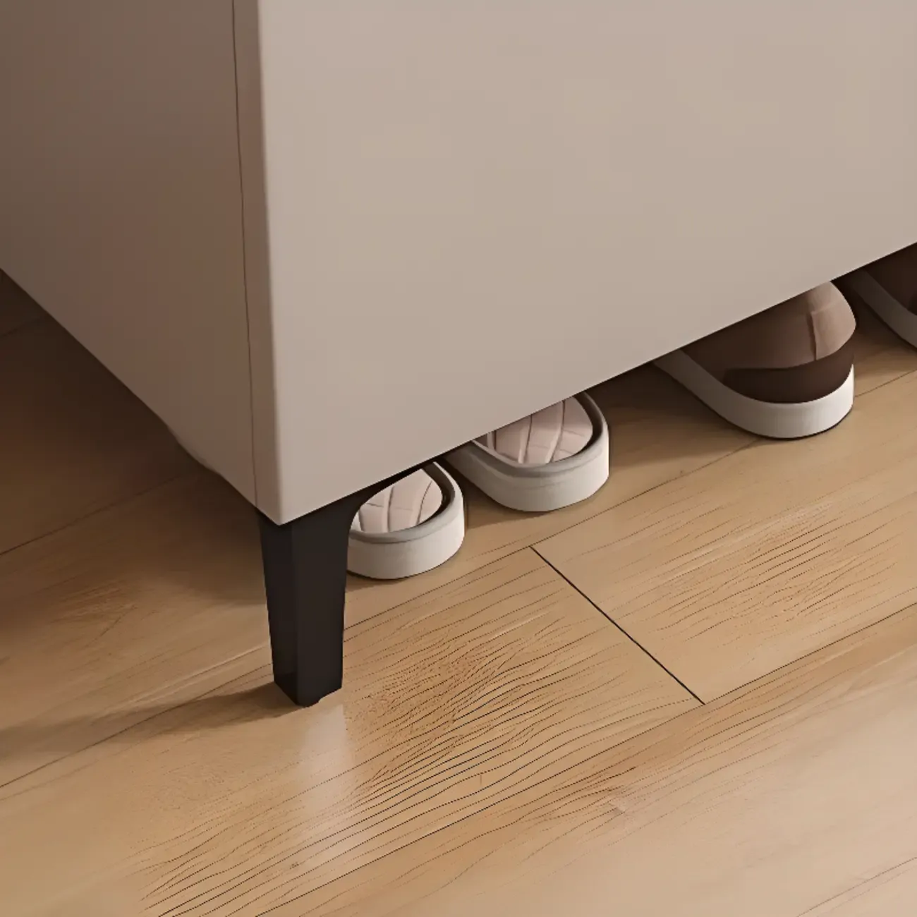 5-Tier Compact Modern Off-White Entryway Shoe Cabinet Image - 10