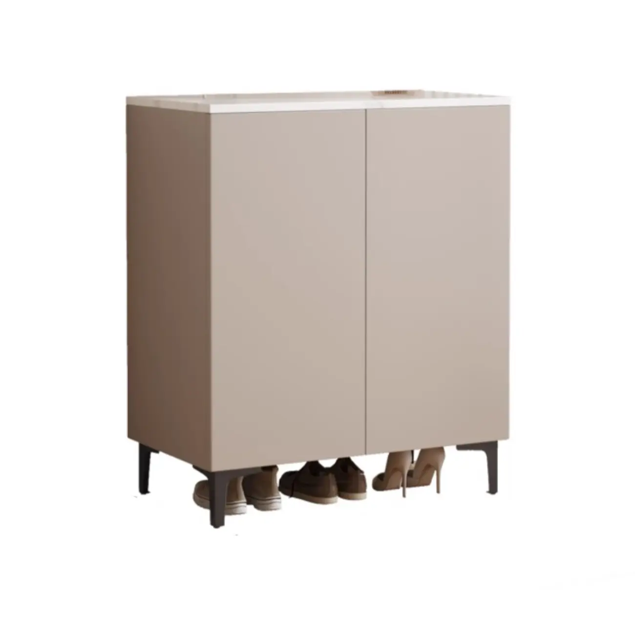 5-Tier Compact Modern Off-White Entryway Shoe Cabinet Image - 16 | homeyfad