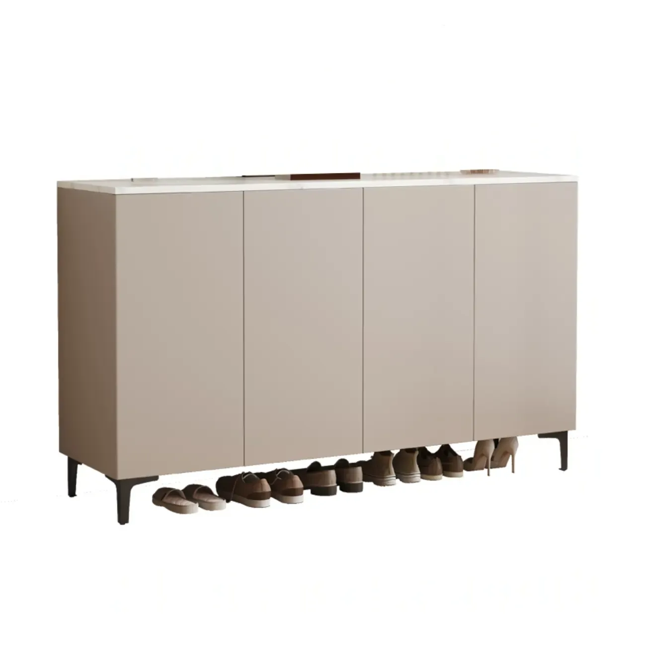 5-Tier Compact Modern Off-White Entryway Shoe Cabinet Image - 18