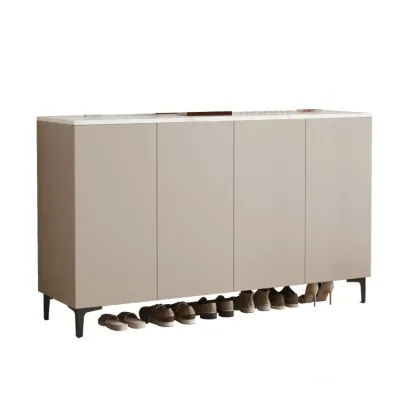5-Tier Compact Modern Off-White Entryway Shoe Cabinet Image - 18
