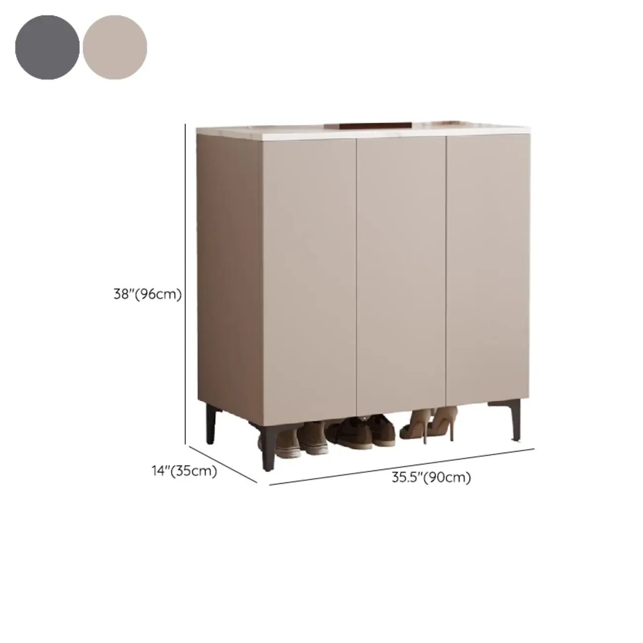 5-Tier Compact Modern Off-White Entryway Shoe Cabinet Image - 22