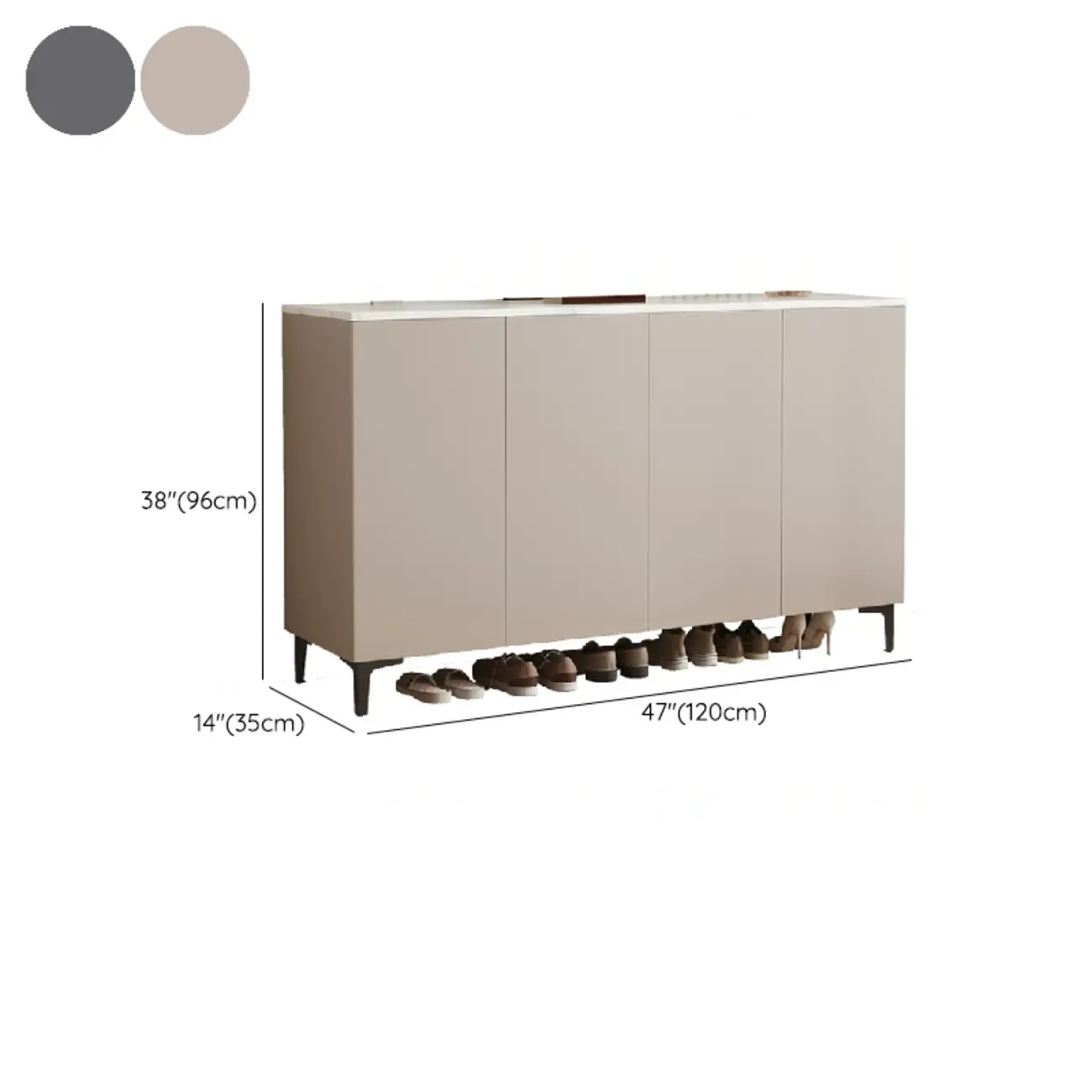 5-Tier Compact Modern Off-White Entryway Shoe Cabinet Image - 23