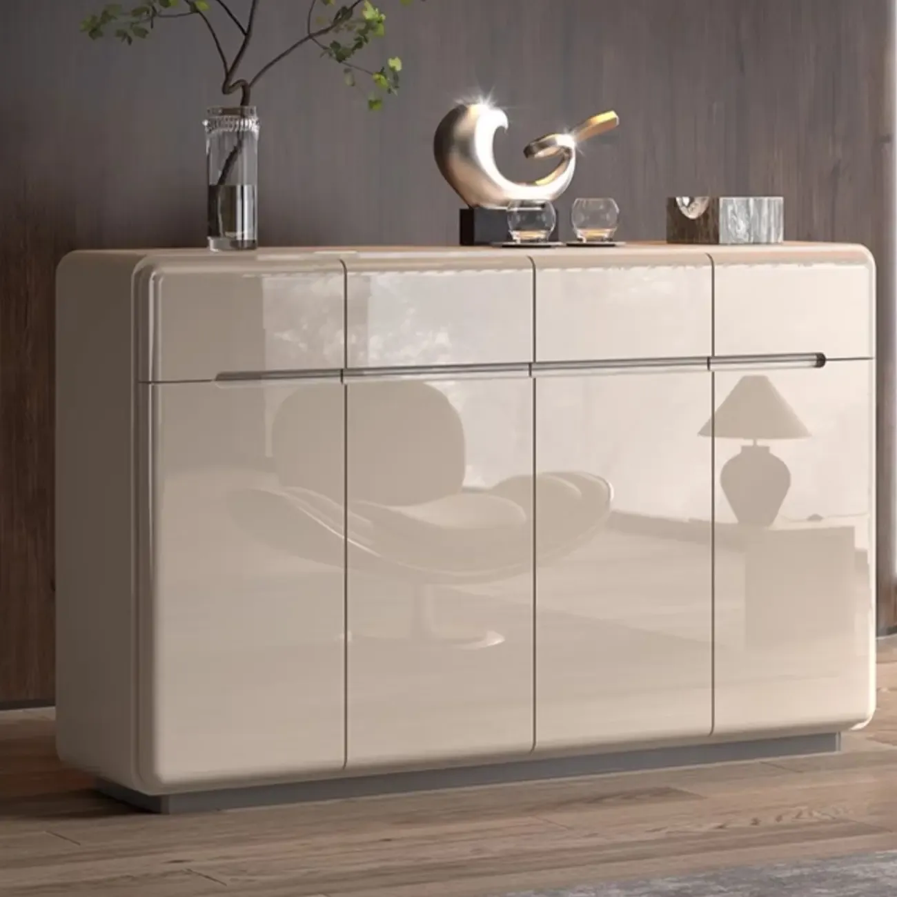 Cream White Wood Shoe Cabinet with Drawer for Entryway Image - 6