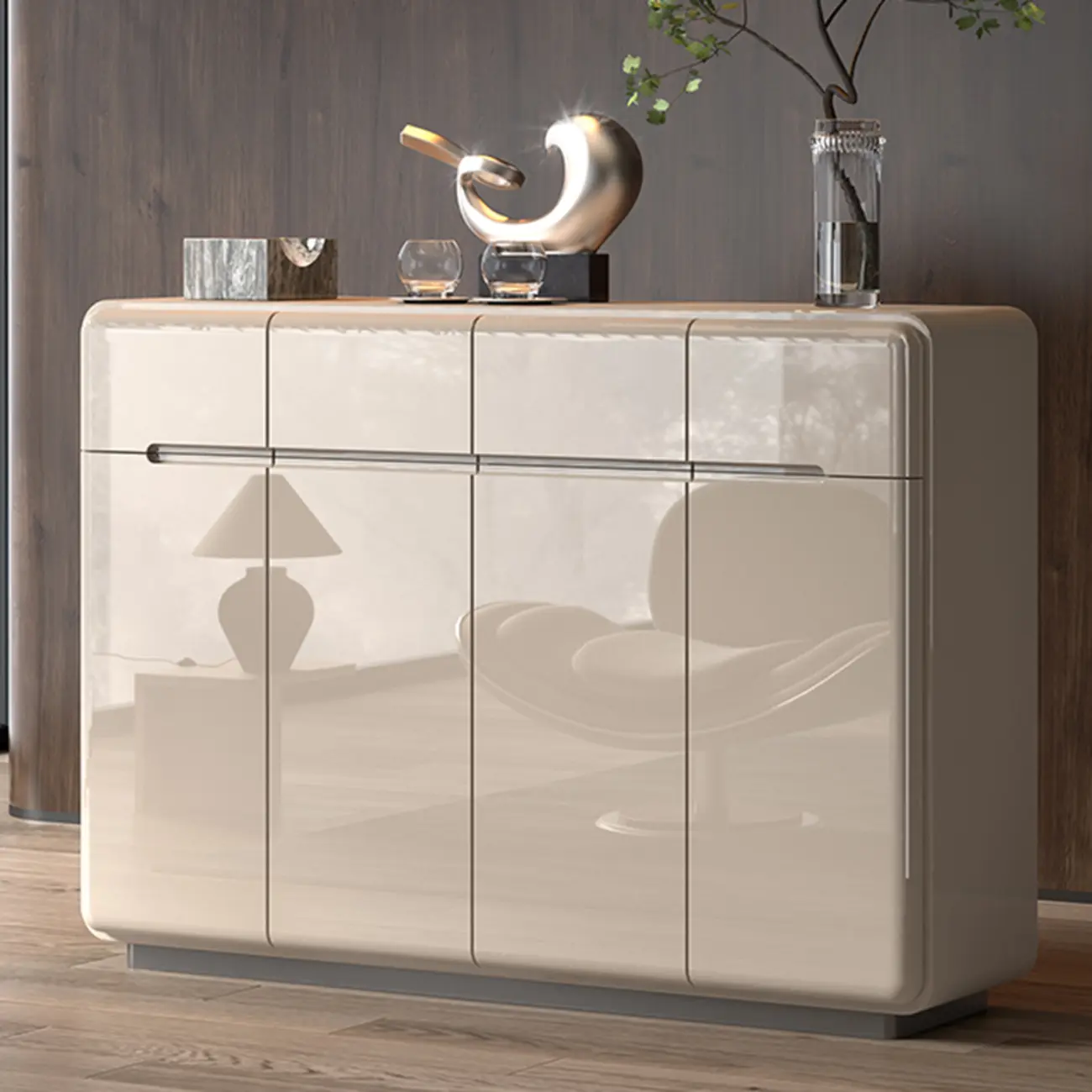 Cream White Wood Shoe Cabinet with Drawer for Entryway Image - 7 | homeyfad