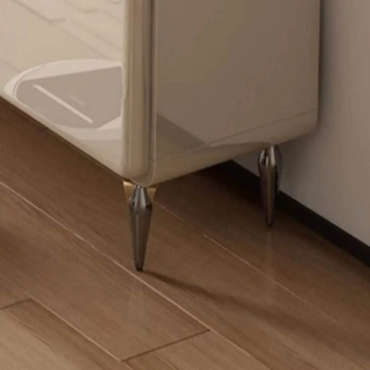 Cream White Wood Shoe Cabinet with Drawer for Entryway Image - 10