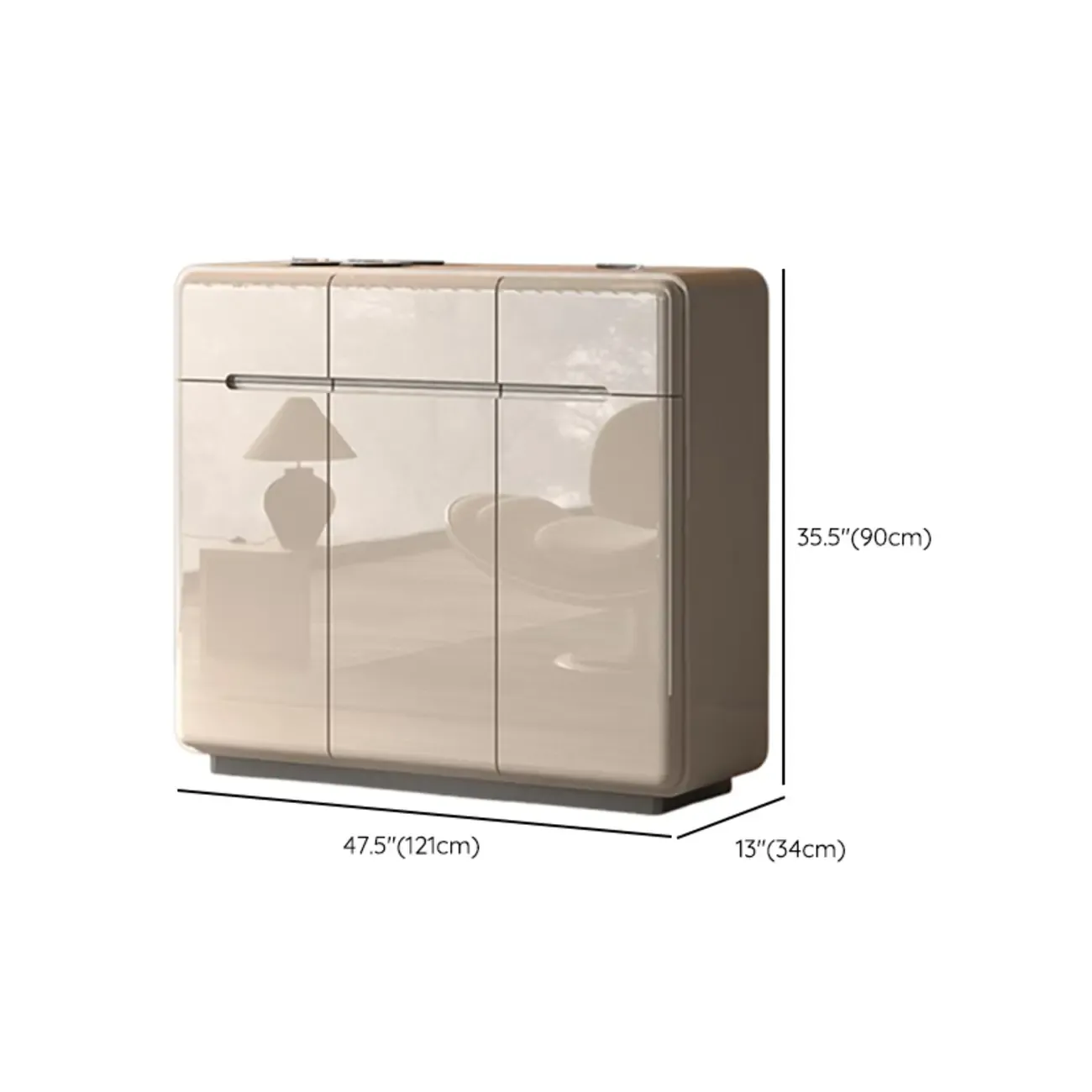 Cream White Wood Shoe Cabinet with Drawer for Entryway Image - 19