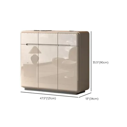 Cream White Wood Shoe Cabinet with Drawer for Entryway Image - 19