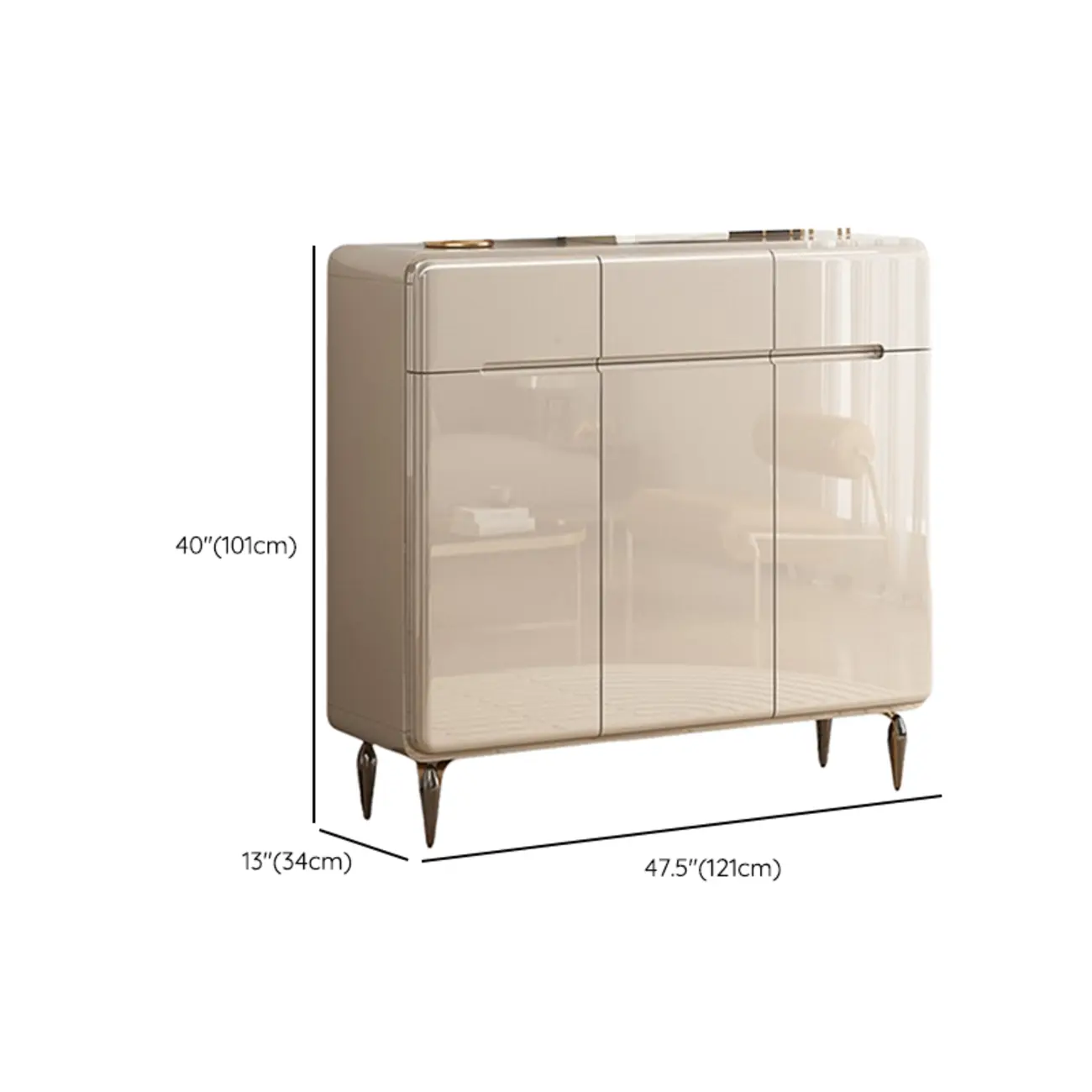 Cream White Wood Shoe Cabinet with Drawer for Entryway Image - 23 | homeyfad