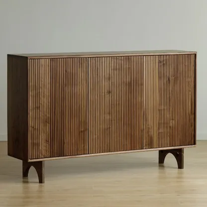 Scandinavian Dark Walnut Solid Wood Shoe Cabinet Image - 7