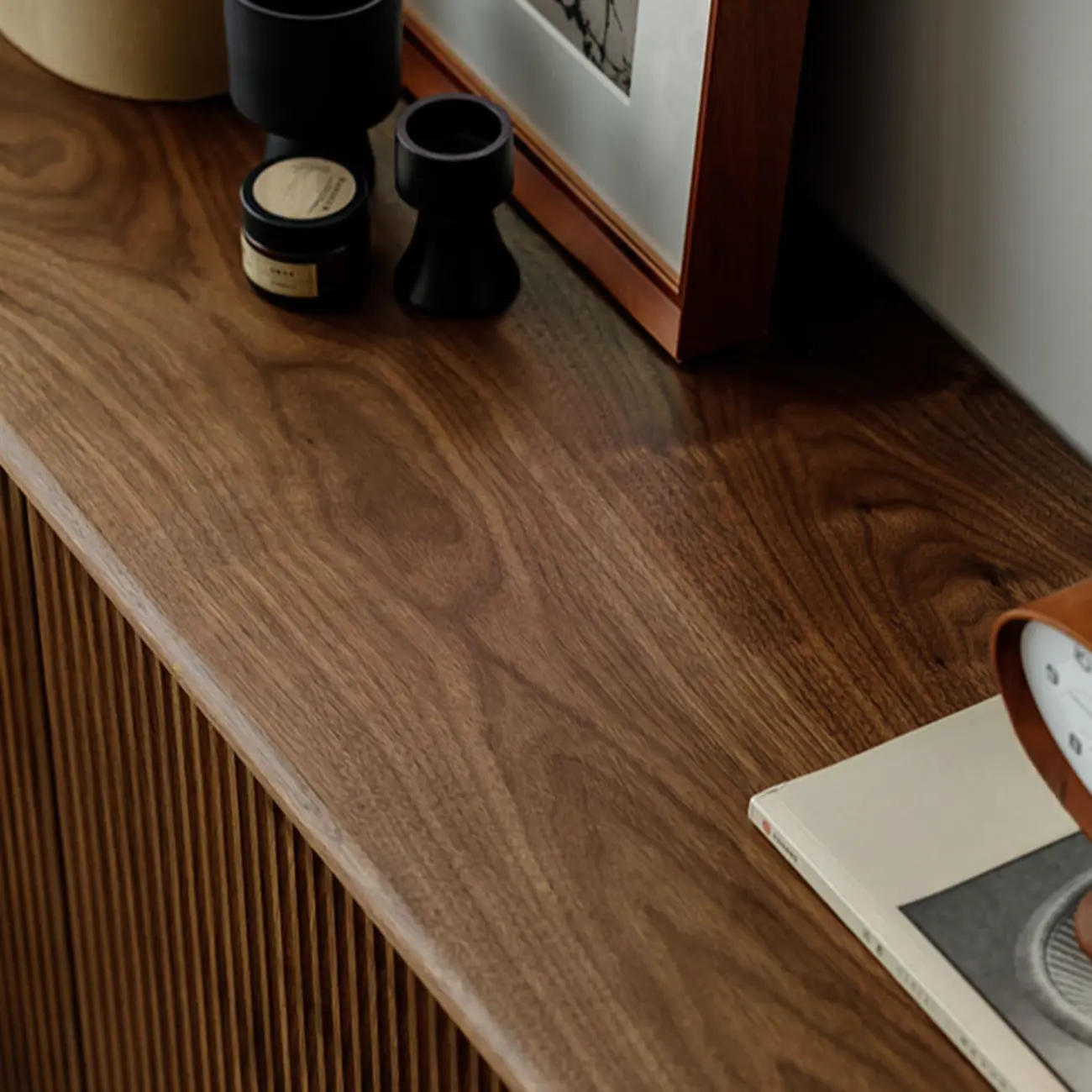 Scandinavian Dark Walnut Solid Wood Shoe Cabinet Image - 8 | homeyfad