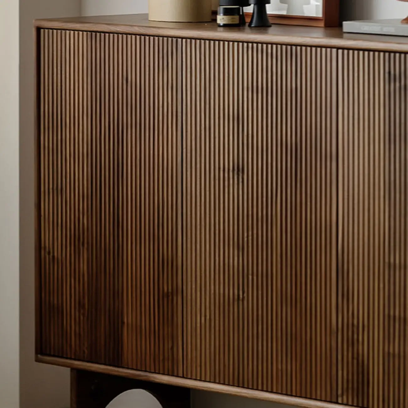 Scandinavian Dark Walnut Solid Wood Shoe Cabinet Image - 9