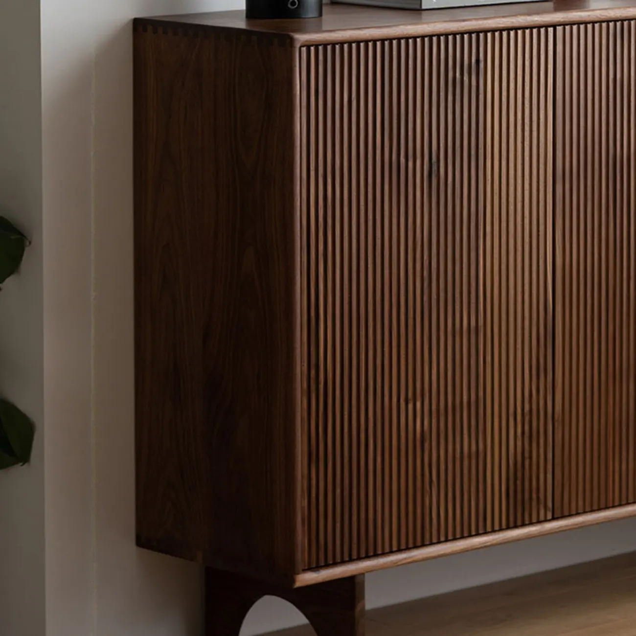 Scandinavian Dark Walnut Solid Wood Shoe Cabinet Image - 12 | homeyfad