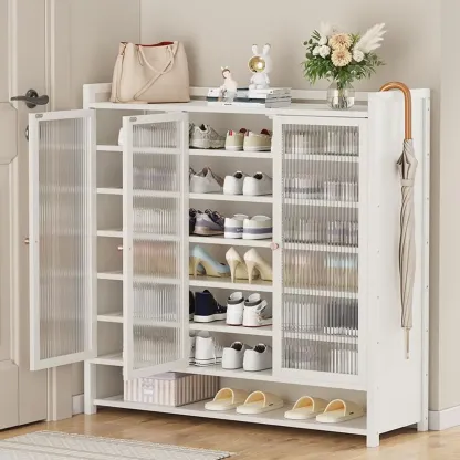 Adjustable Wooden Acrylic Door Multi-Layer Shoe Cabinet Image - 1