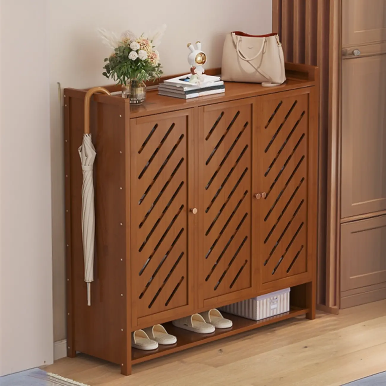 Adjustable Wooden Acrylic Door Multi-Layer Shoe Cabinet Image - 15 | homeyfad