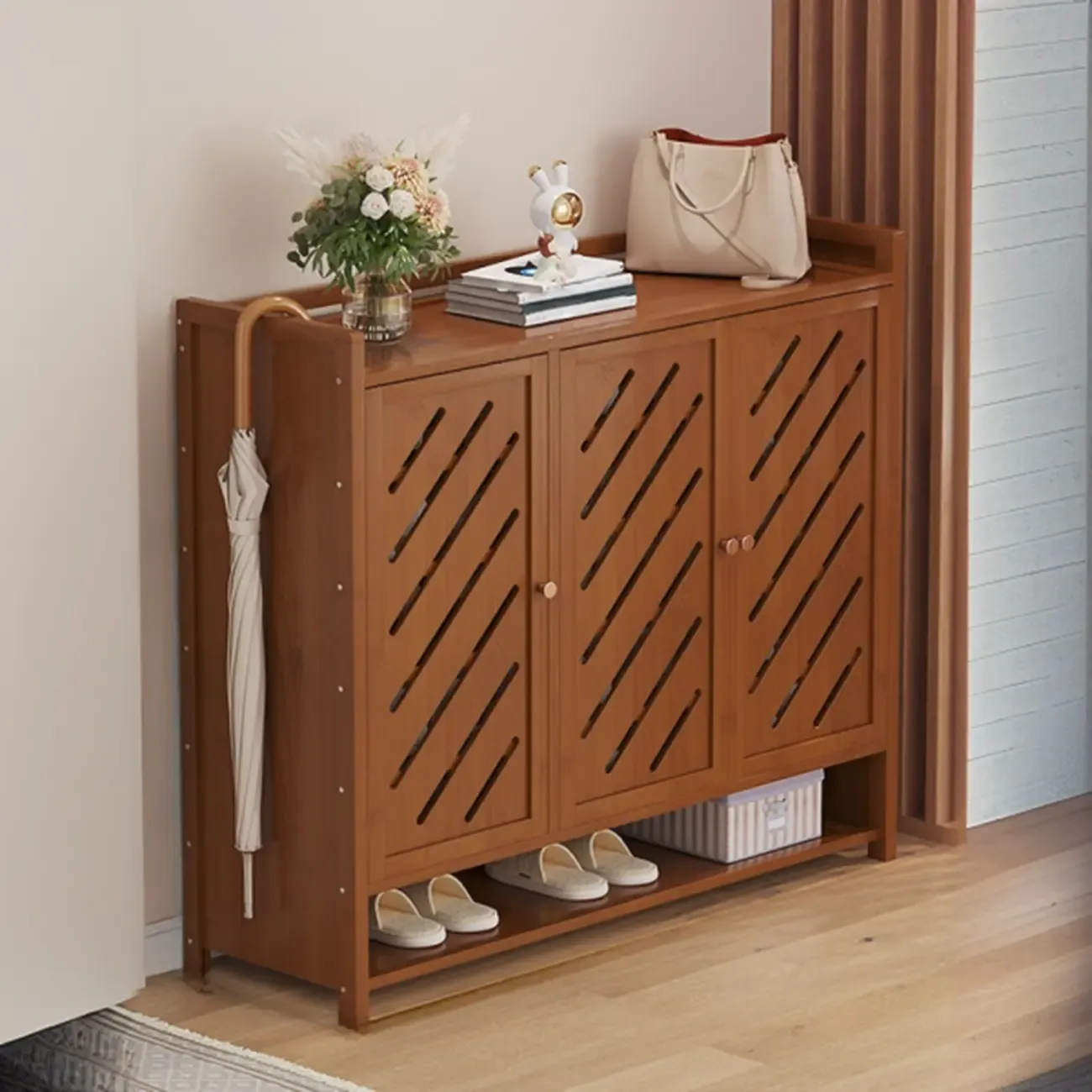 Adjustable Wooden Acrylic Door Multi-Layer Shoe Cabinet Image - 14