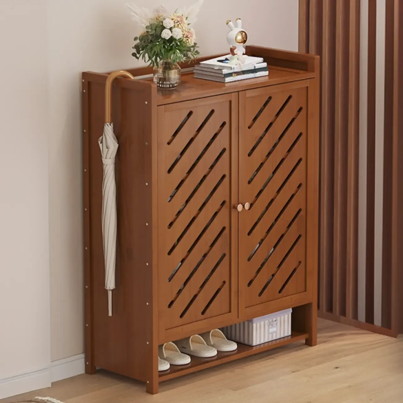 Adjustable Wooden Acrylic Door Multi-Layer Shoe Cabinet Image - 2