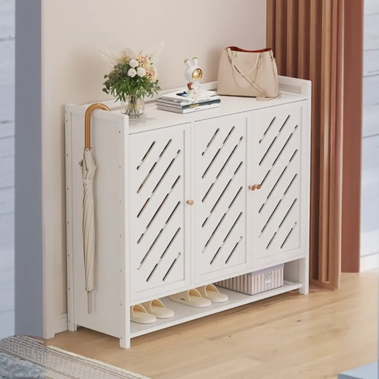 Adjustable Wooden Acrylic Door Multi-Layer Shoe Cabinet Image - 11