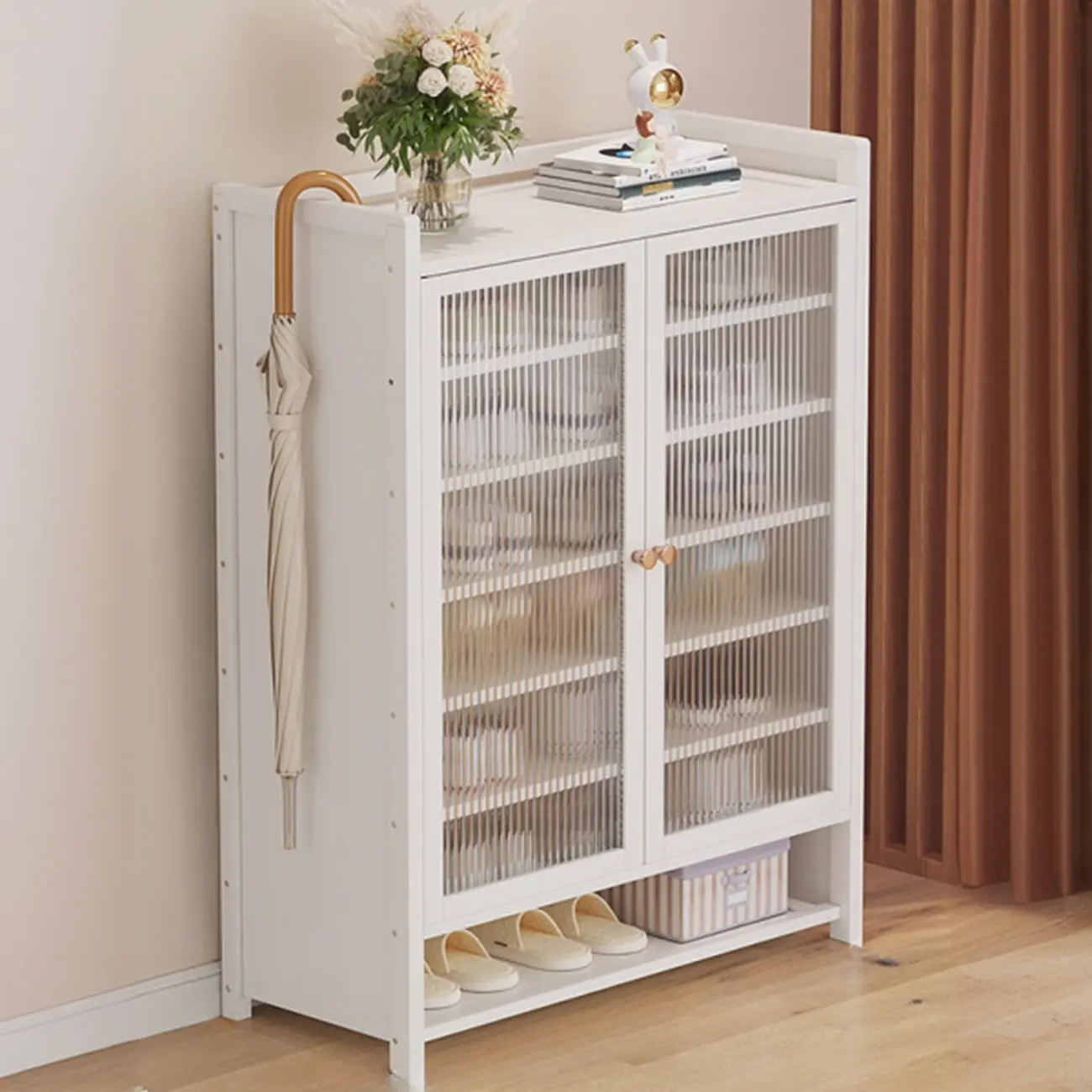 Adjustable Wooden Acrylic Door Multi-Layer Shoe Cabinet Image - 7 | homeyfad