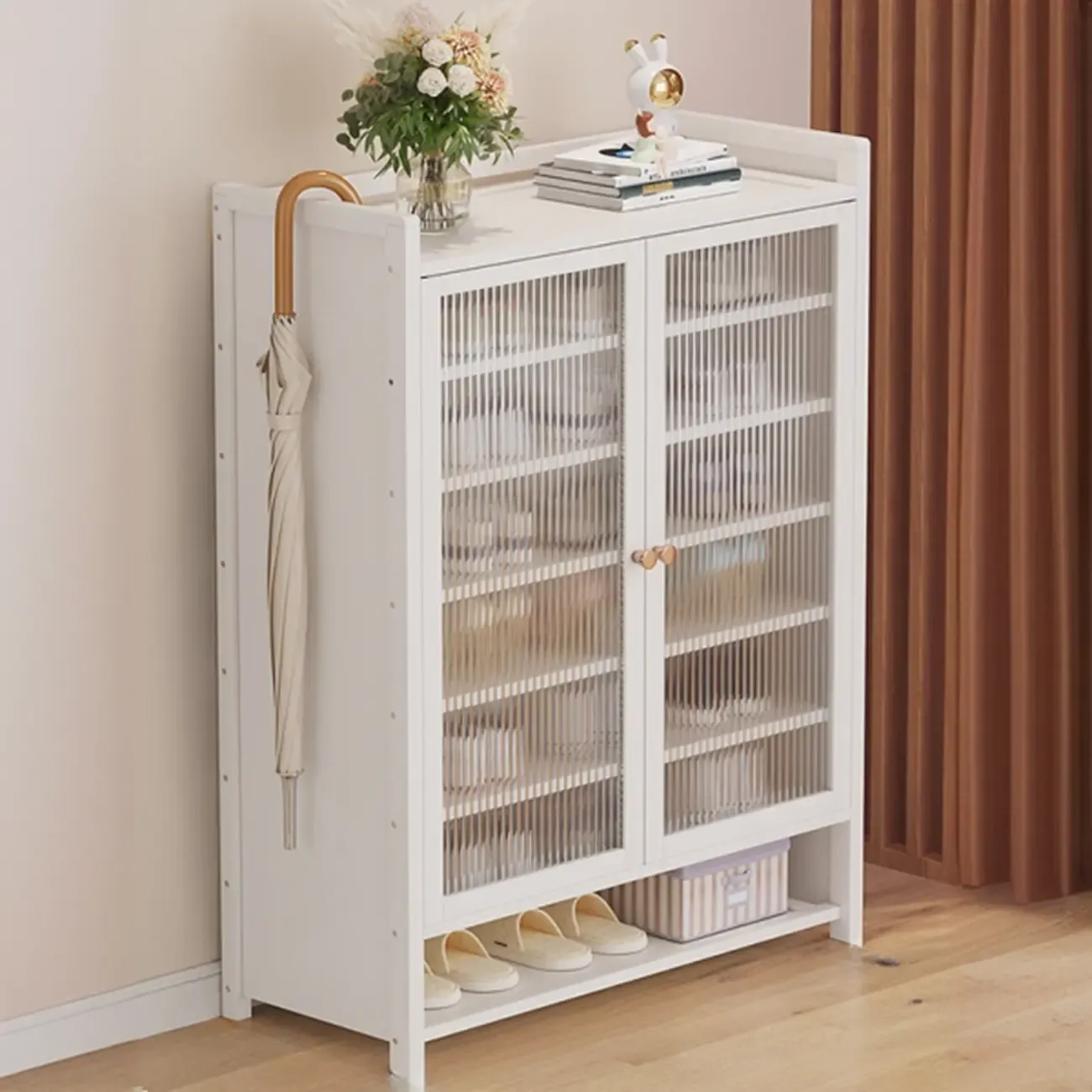 Adjustable Wooden Acrylic Door Multi-Layer Shoe Cabinet Image - 7