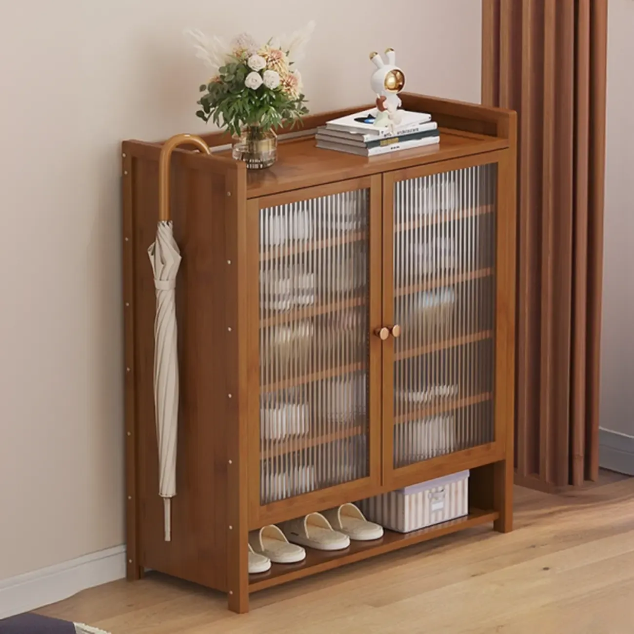 Adjustable Wooden Acrylic Door Multi-Layer Shoe Cabinet Image - 16