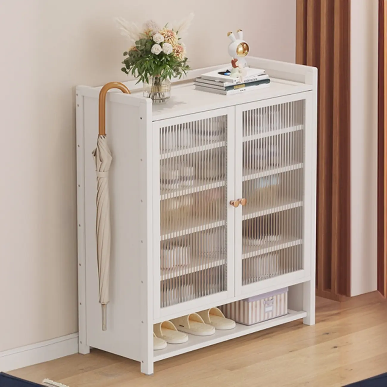 Adjustable Wooden Acrylic Door Multi-Layer Shoe Cabinet Image - 17 | homeyfad