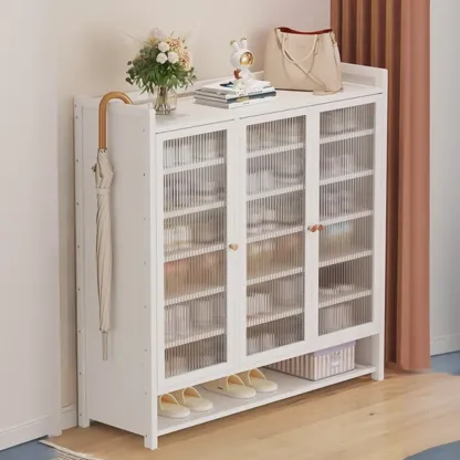 Adjustable Wooden Acrylic Door Multi-Layer Shoe Cabinet Image - 19